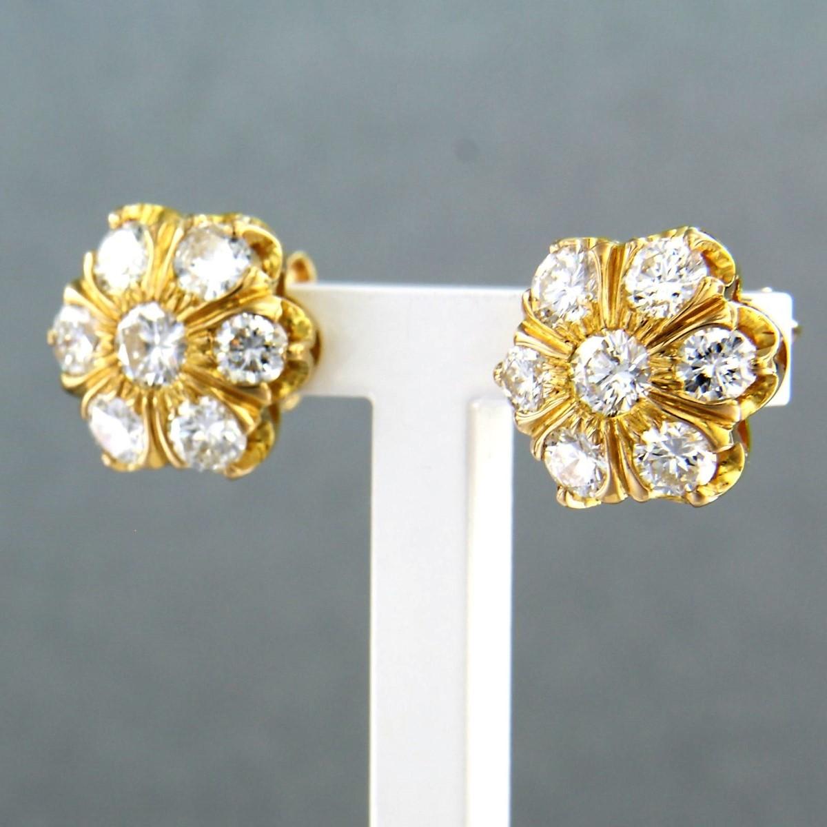 Modern Earrings set with diamonds 14k yellow gold 