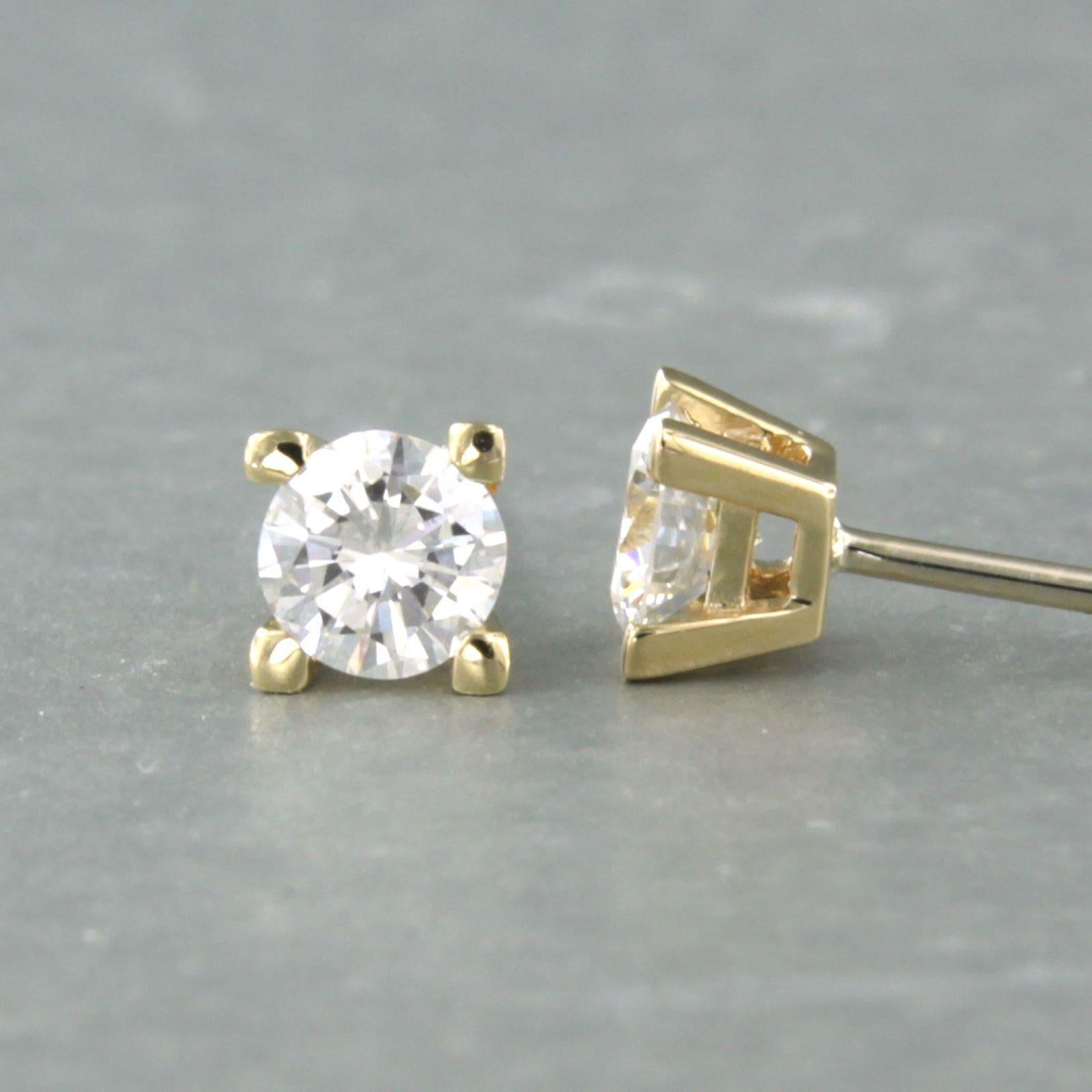 Modern Earrings set with diamonds 14k yellow gold For Sale