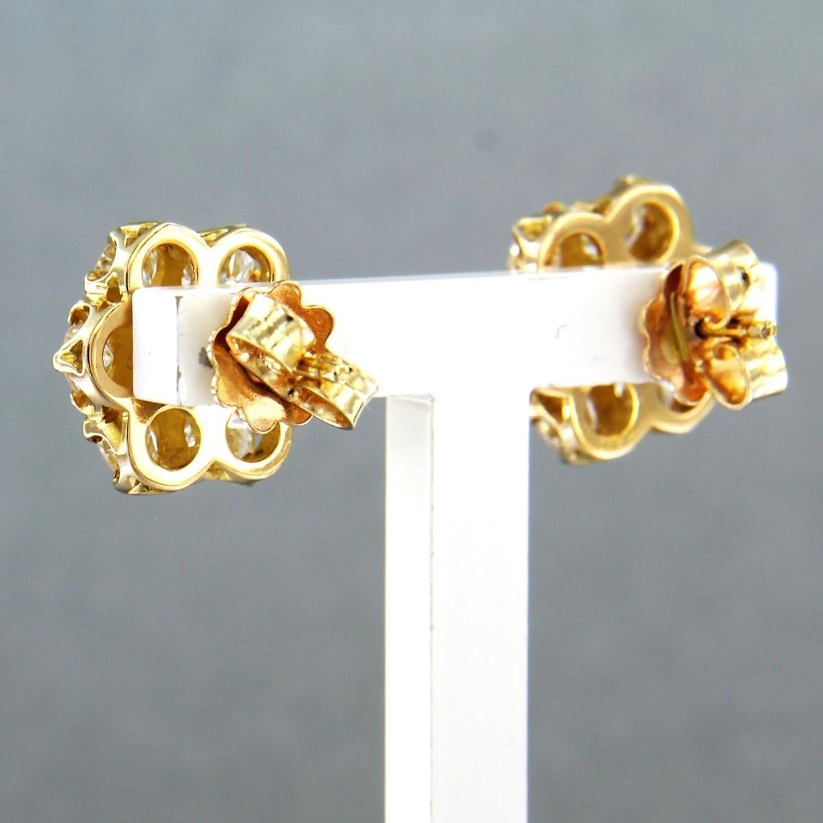 Brilliant Cut Earrings set with diamonds 14k yellow gold 