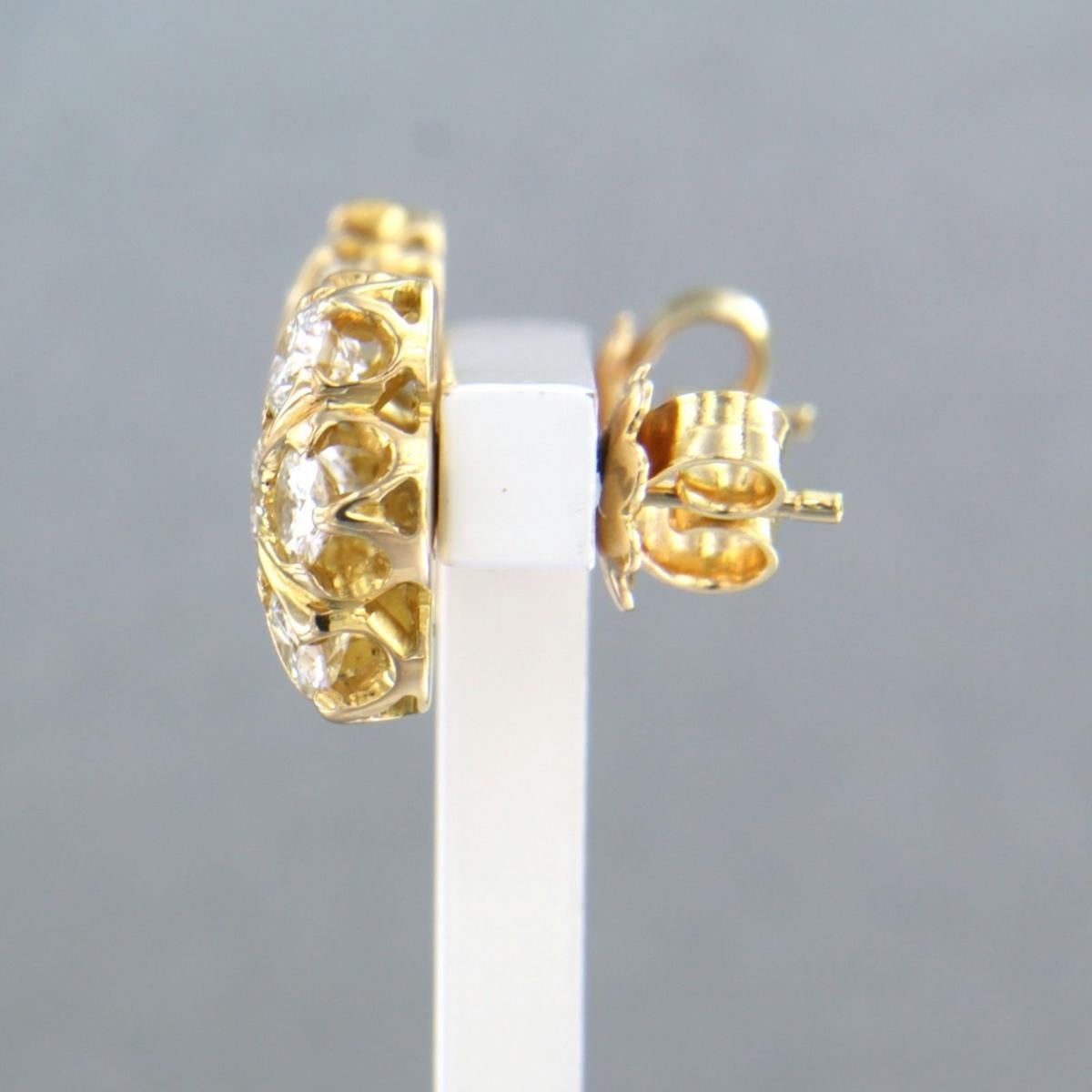Earrings set with diamonds 14k yellow gold  In Good Condition In The Hague, ZH