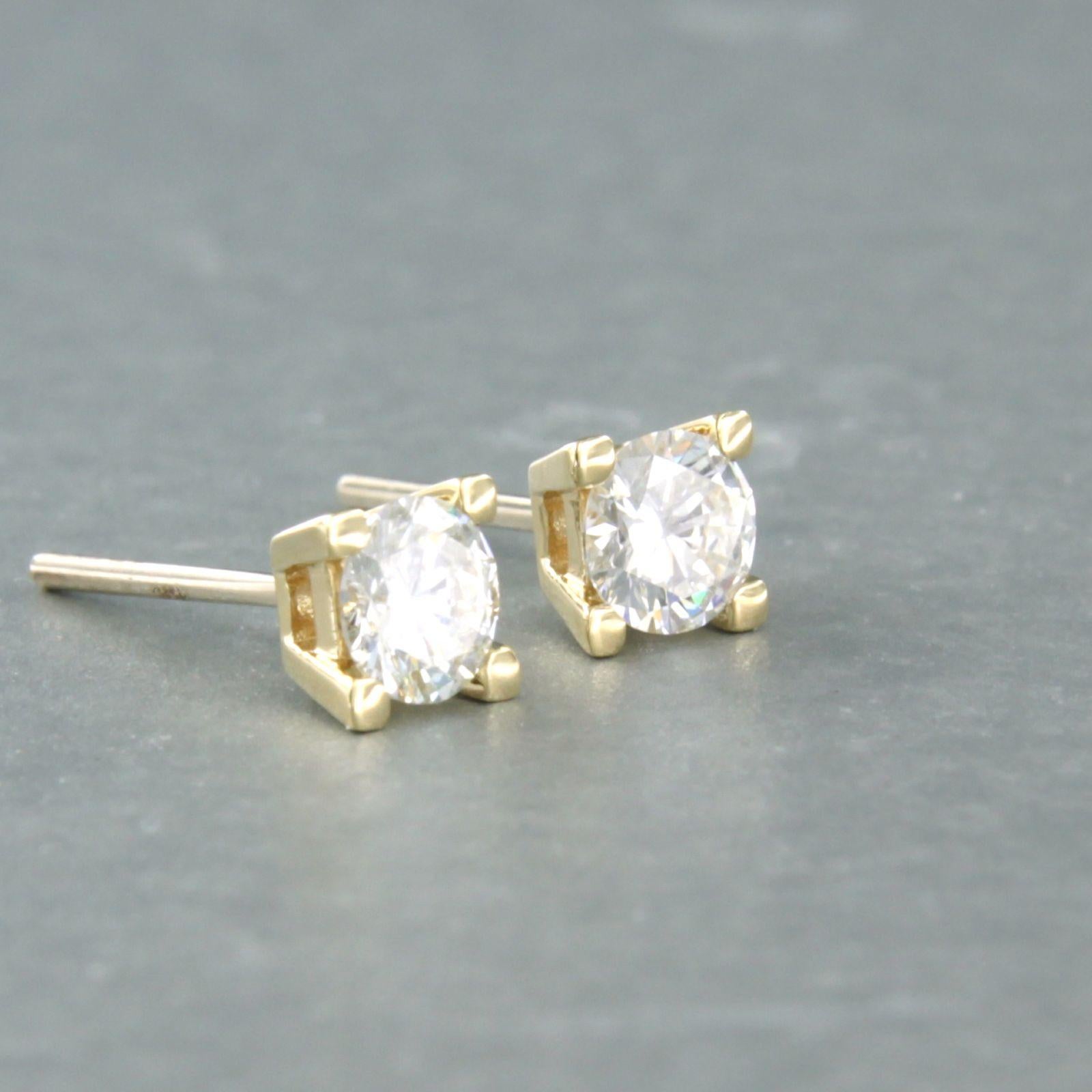 Earrings set with diamonds 14k yellow gold In New Condition For Sale In The Hague, ZH