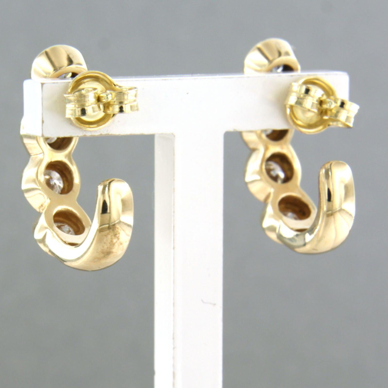 Women's Earrings set with diamonds 14k yellow gold For Sale