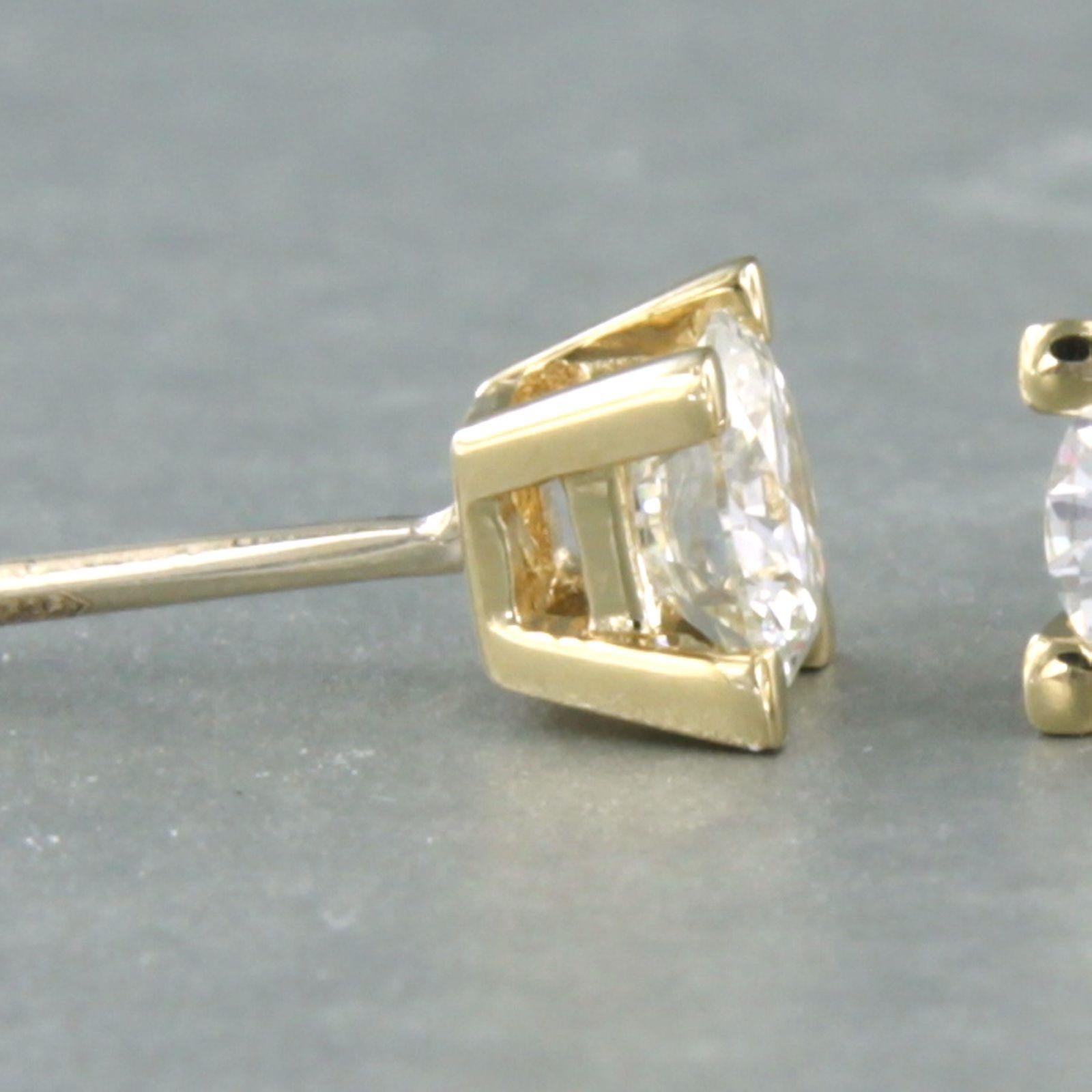Earrings set with diamonds 14k yellow gold For Sale 1