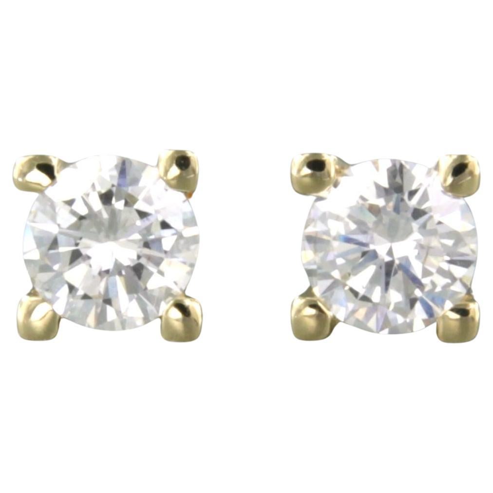 Earrings set with diamonds 14k yellow gold For Sale at 1stDibs