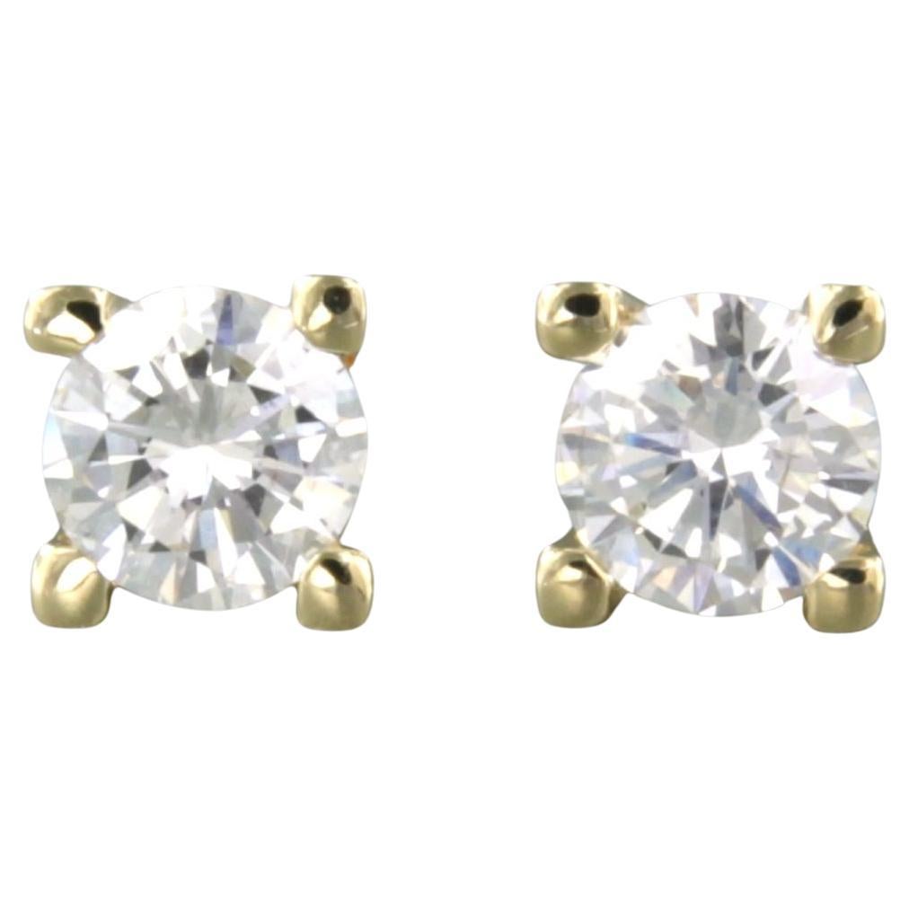 Earrings set with diamonds 14k yellow gold For Sale
