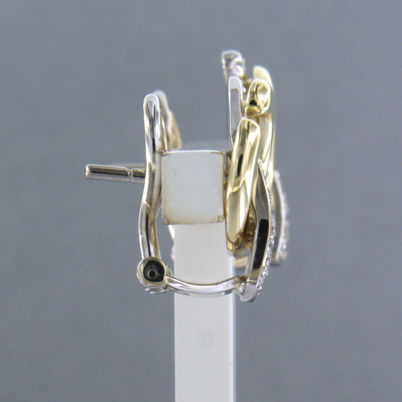 Ohrringe mit Diamanten besetzt 14kt Bicolor Gold (Brillantschliff) im Angebot