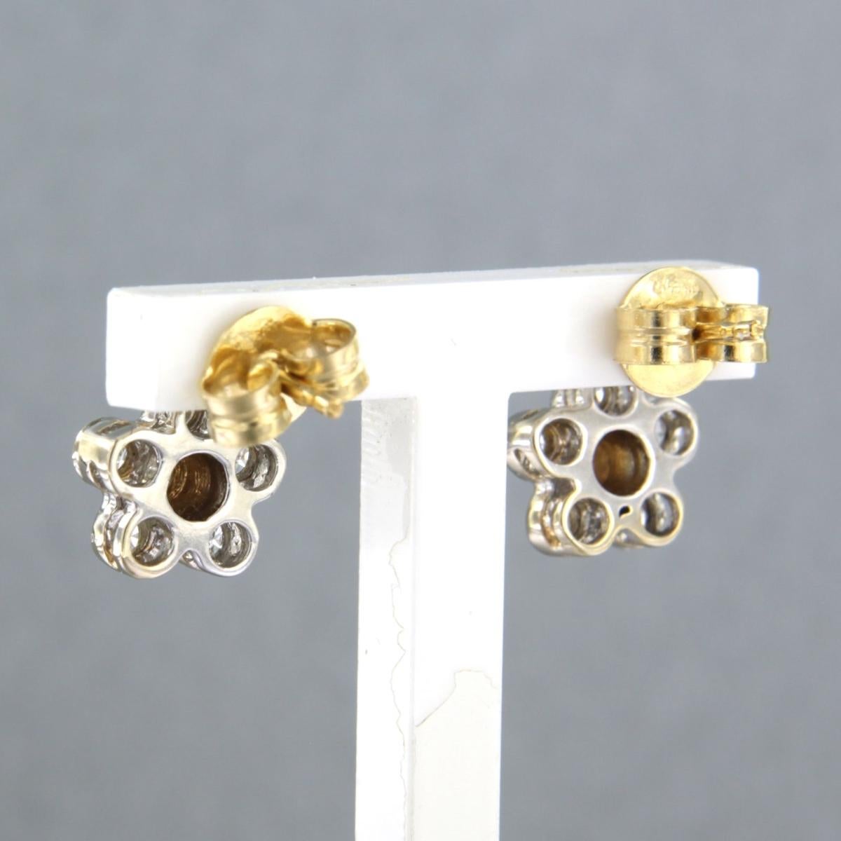 Earrings set with diamonds 18k bicolour gold In Good Condition For Sale In The Hague, ZH