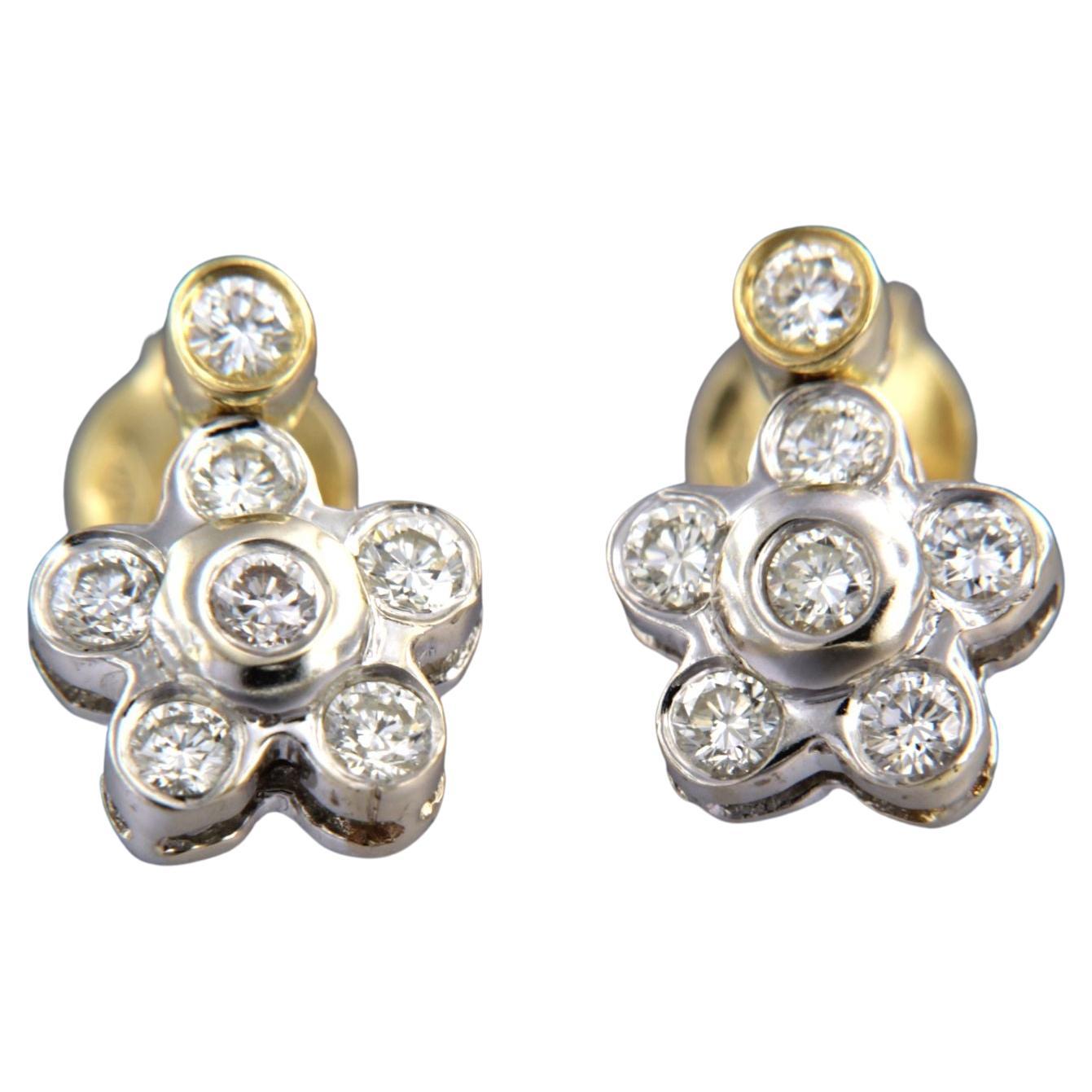 Earrings set with diamonds 18k bicolour gold For Sale