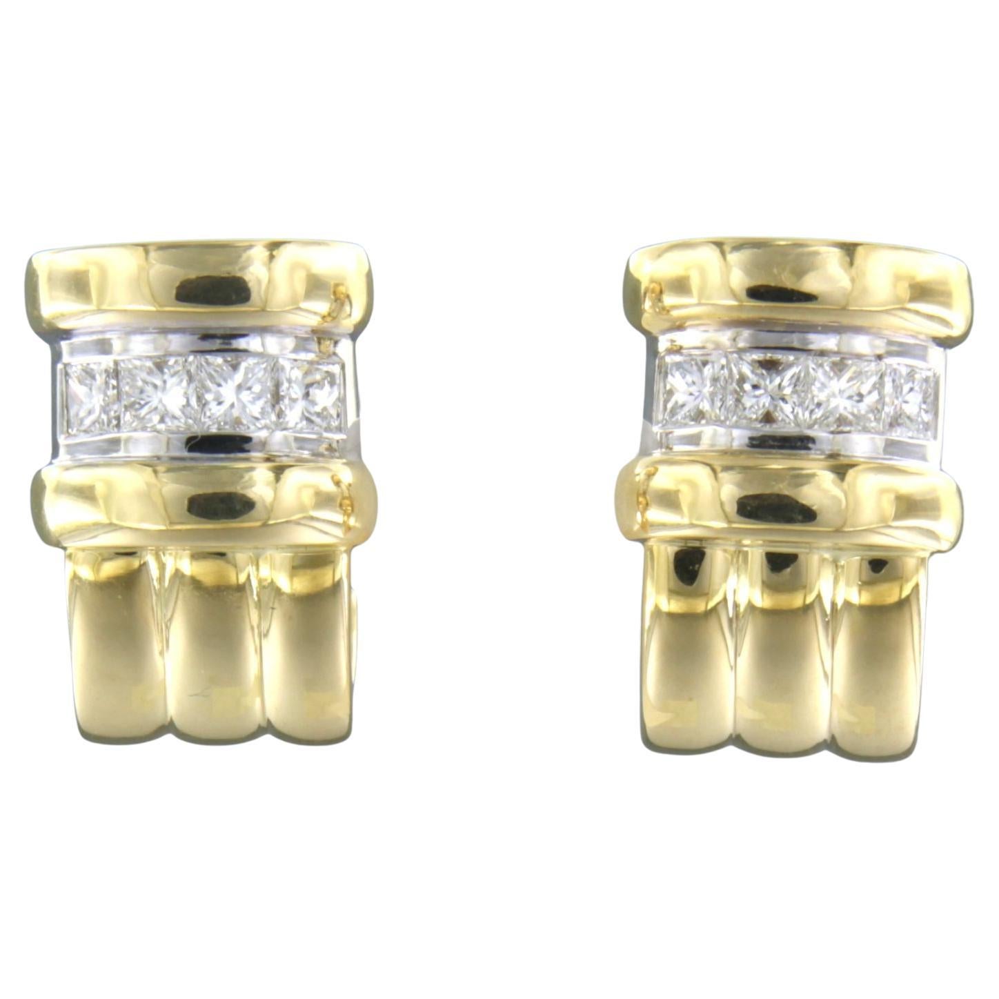 Earrings set with diamonds 18k bicolour gold