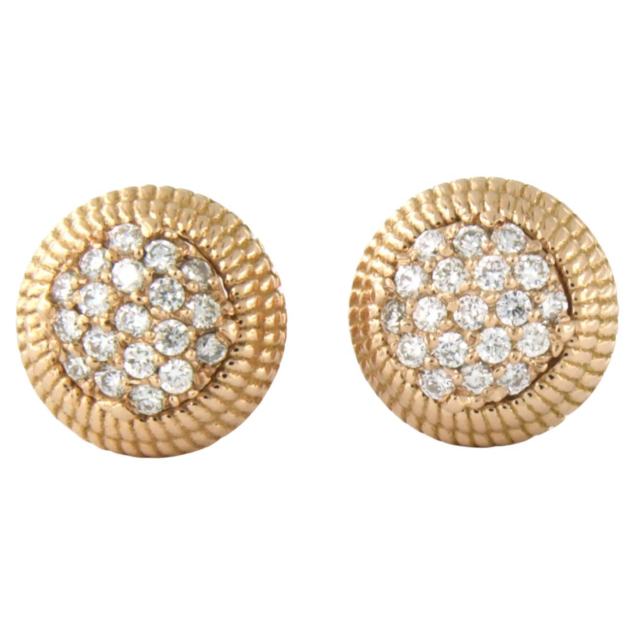 Earrings set with diamonds 18k bicolour gold For Sale at 1stDibs
