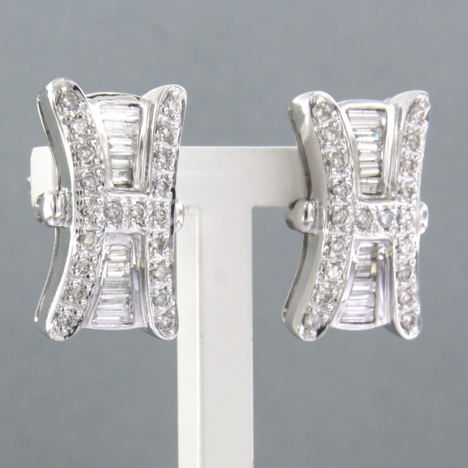 Modern Earrings set with diamonds 18k white gold For Sale