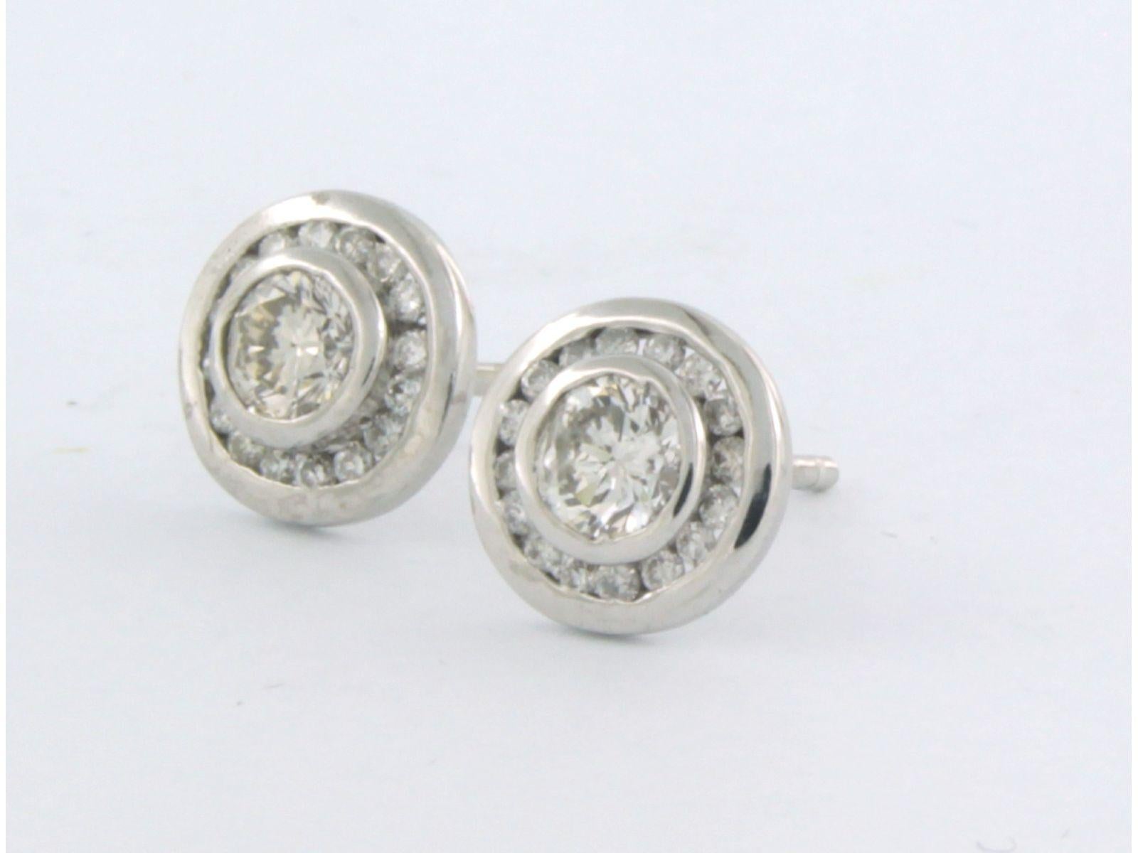 Brilliant Cut Earrings set with diamonds 18k white gold For Sale