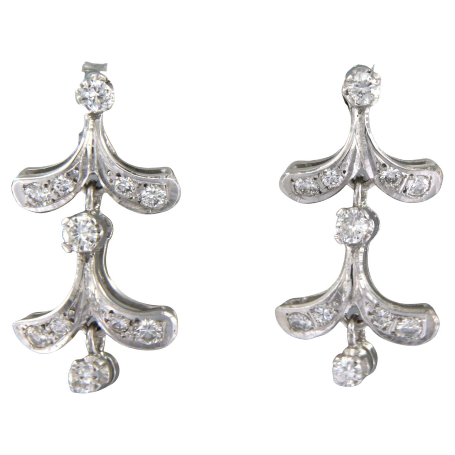 Earrings set with diamonds 18k white gold For Sale at 1stDibs