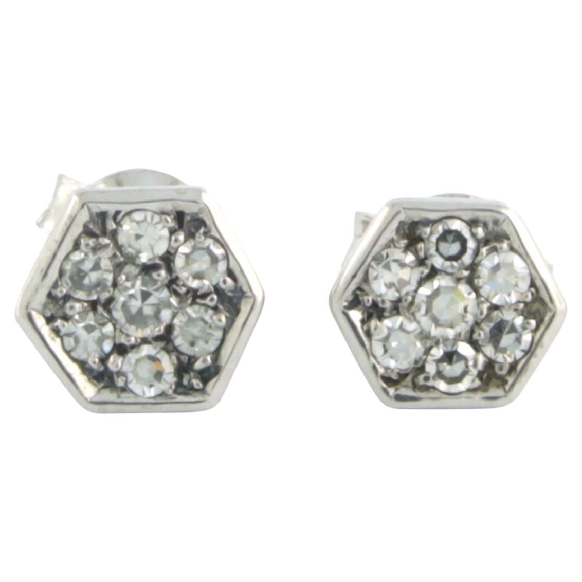 Earrings set with diamonds 18k white gold For Sale at 1stDibs