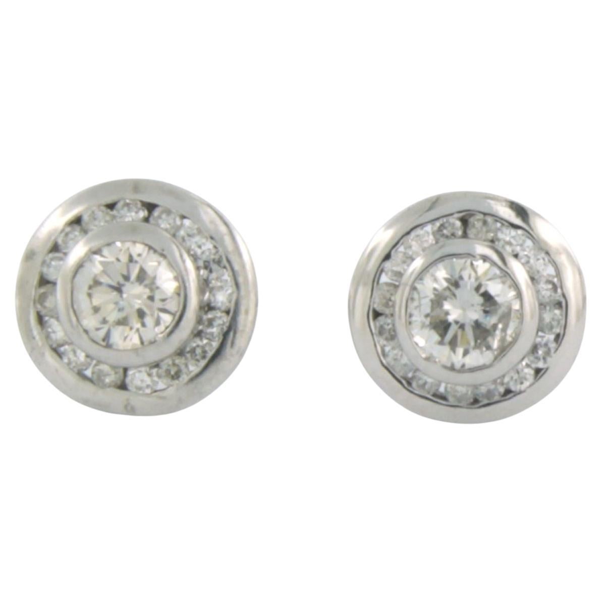 Earrings set with diamonds 18k white gold For Sale