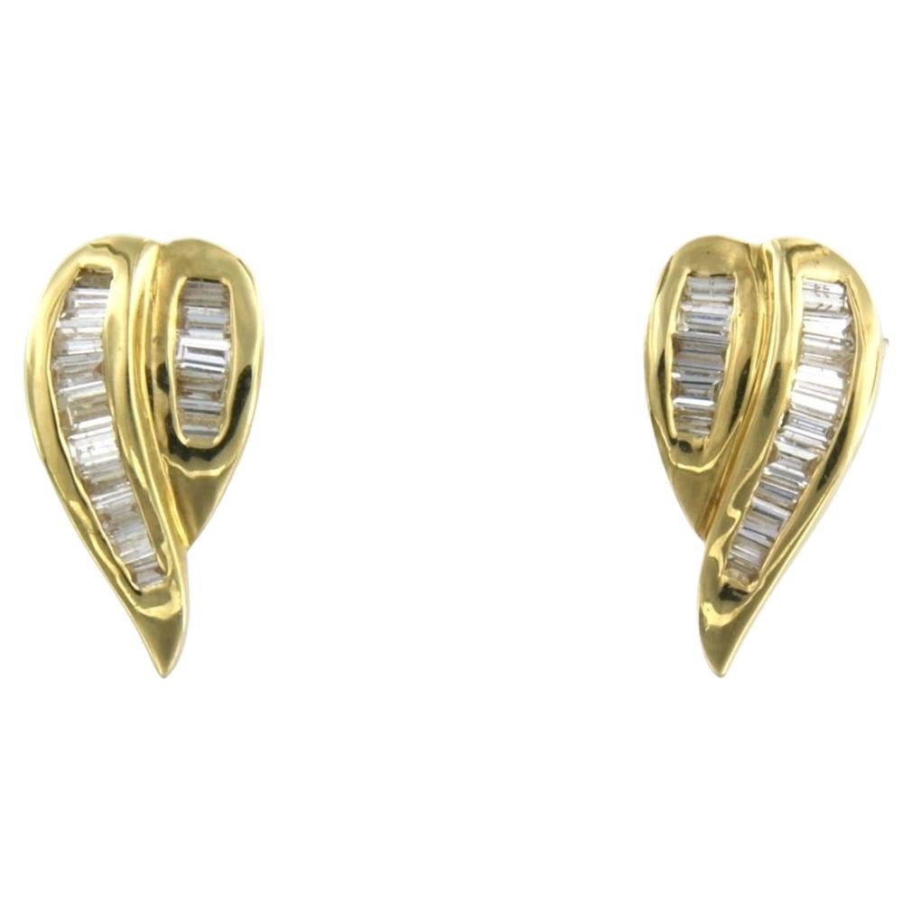 Earrings set with diamonds 18k yellow gold For Sale