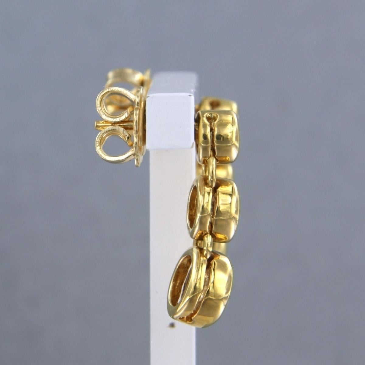 Earrings set with diamonds in total 0.65ct 18k yellow gold For Sale 1