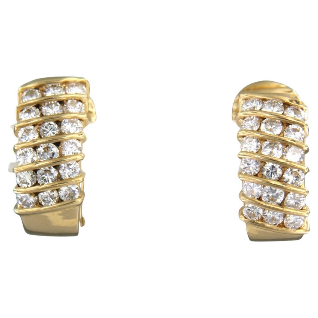Earrings set with diamonds up to 1.00ct 18k yellow gold For Sale