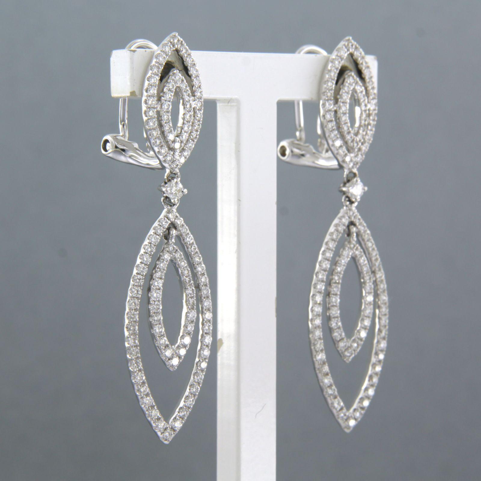 Modern Earrings set with diamonds up to 1.50ct 18k white gold For Sale
