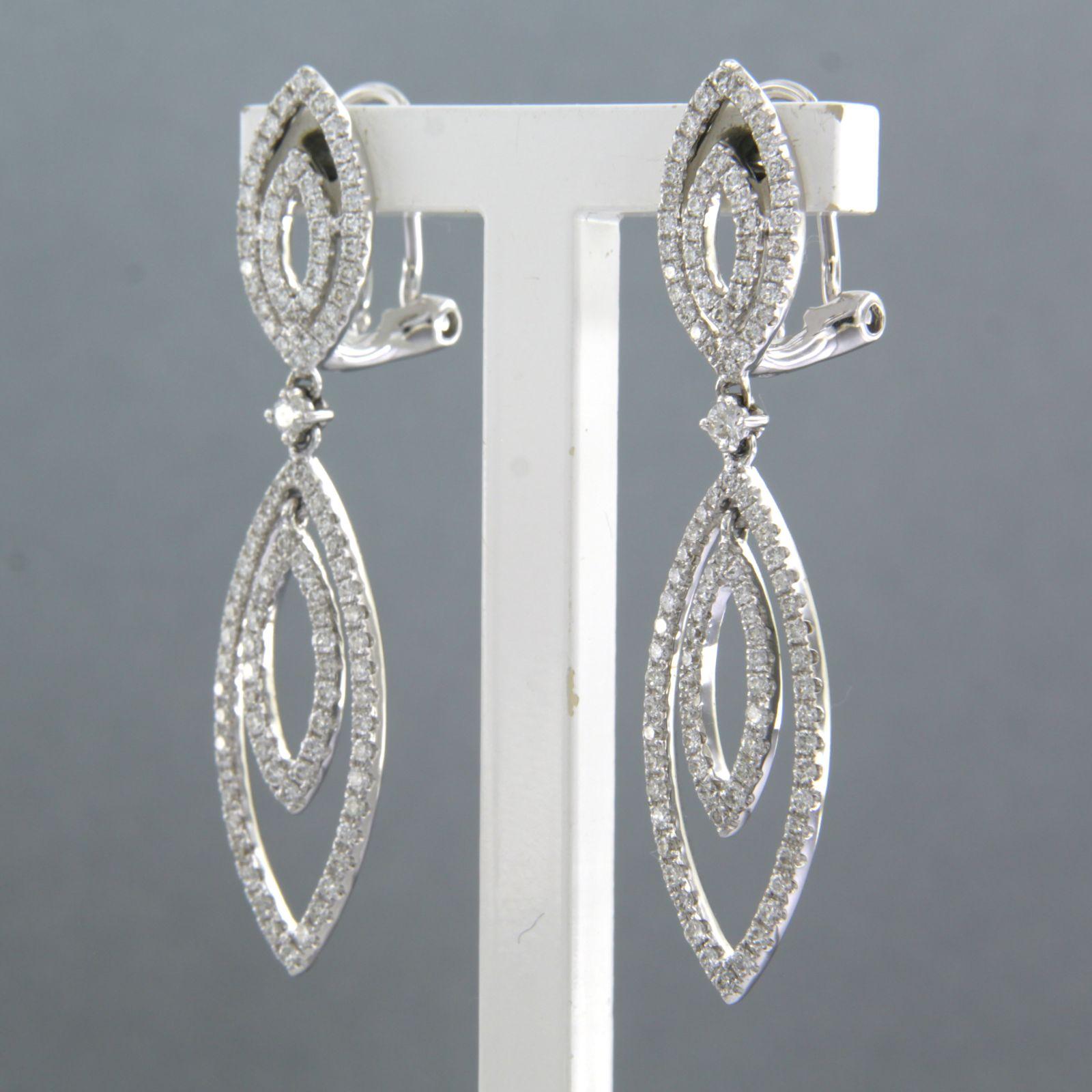 Brilliant Cut Earrings set with diamonds up to 1.50ct 18k white gold For Sale