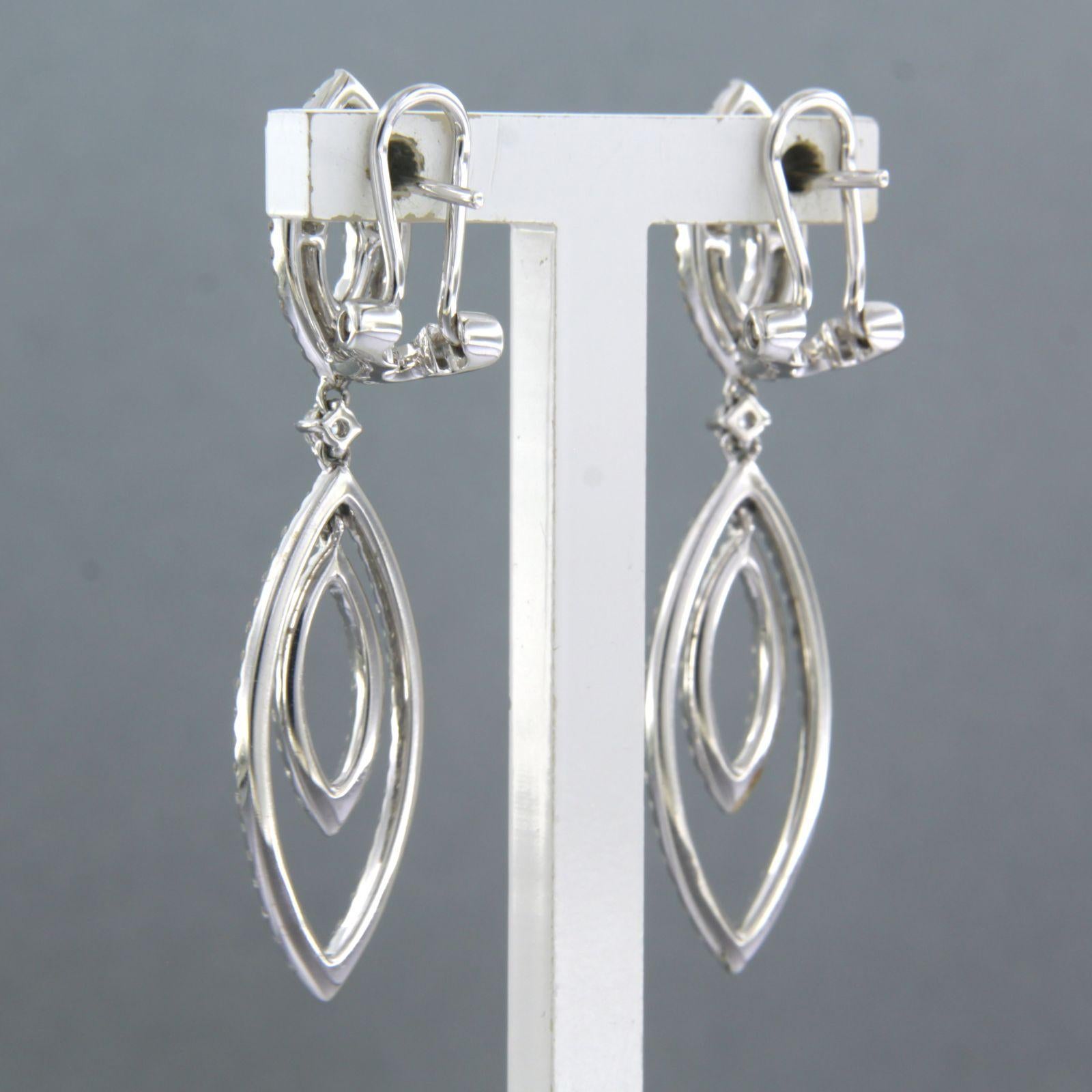 Women's Earrings set with diamonds up to 1.50ct 18k white gold For Sale