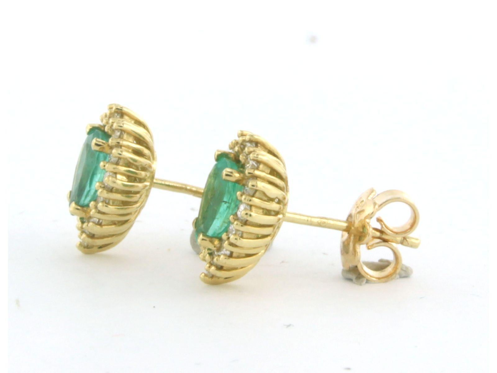 Earrings set with emerald up to 1.10ct an diamonds up to 0.50ct 18k yellow gold For Sale 1