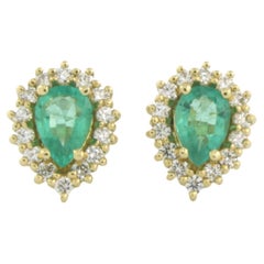 Earrings set with emerald up to 1.10ct an diamonds up to 0.50ct 18k yellow gold