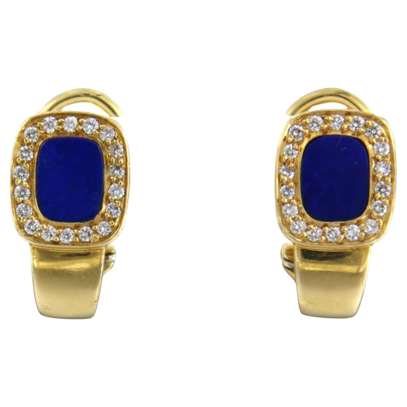 Earrings set with lapis lazuli and brilliant cut diamond sup to 0.36ct 18k gold