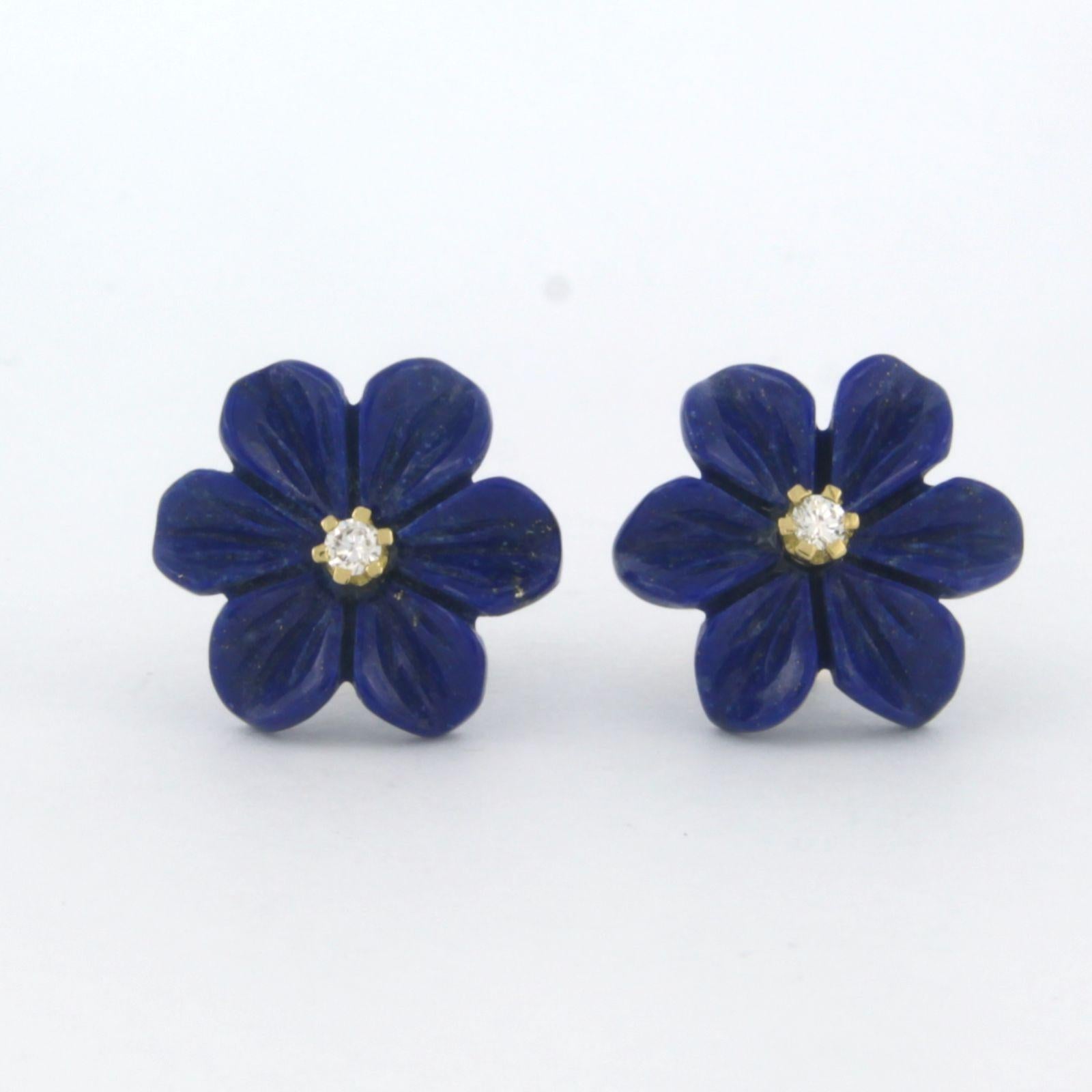 Ohrringe mit Lapislazuli und Diamanten besetzt 18k Gelbgold (Brillantschliff)