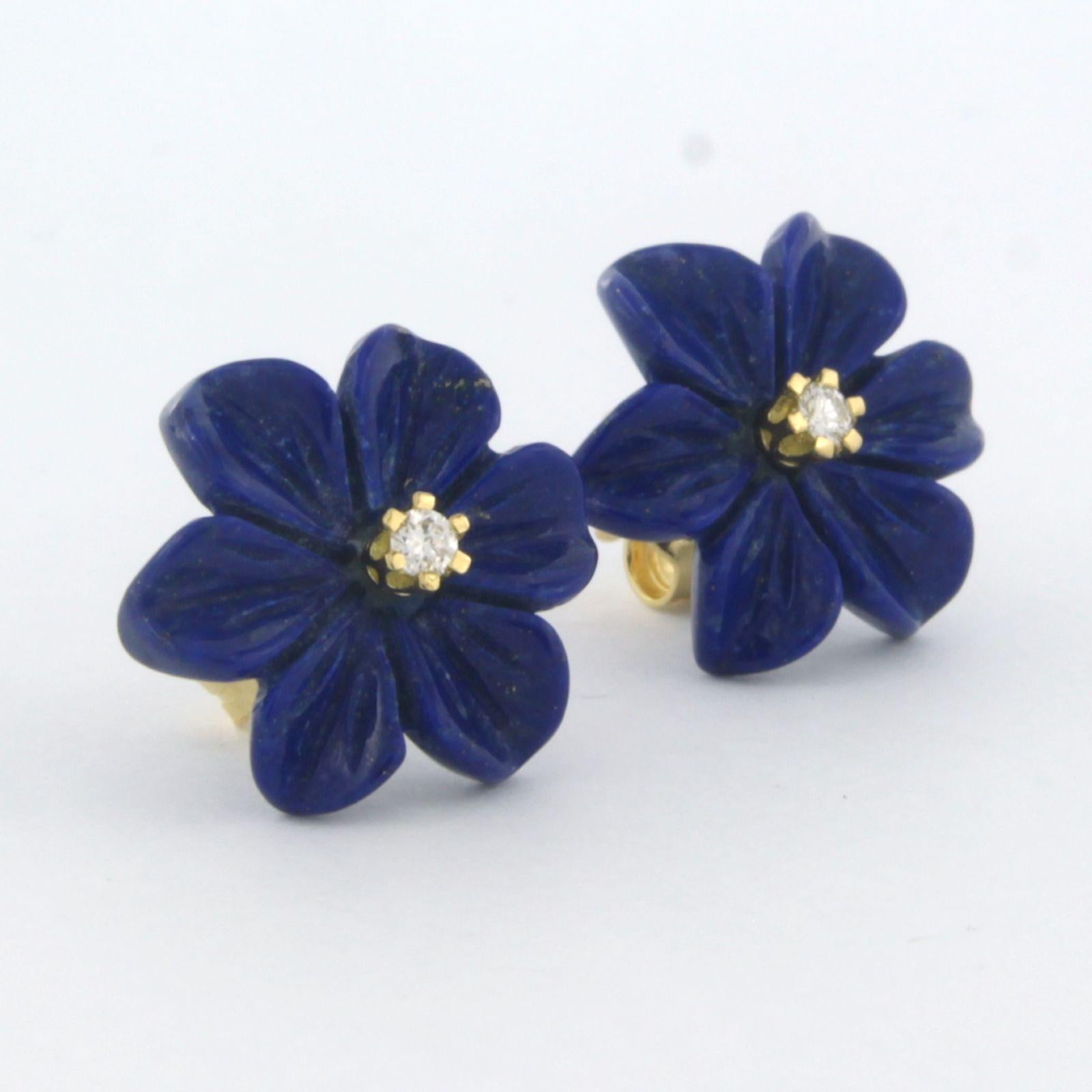 Ohrringe mit Lapislazuli und Diamanten besetzt 18k Gelbgold 1