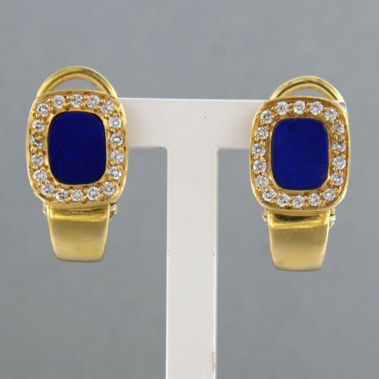 Earrings set with lapis lazuli and diamonds 18k yellow gold 1