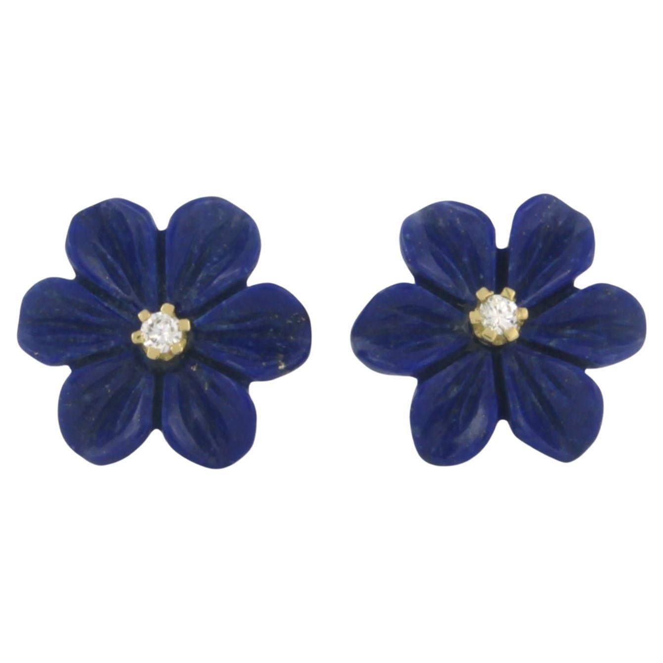 Ohrringe mit Lapislazuli und Diamanten besetzt 18k Gelbgold