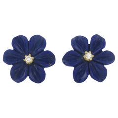 Ohrringe mit Lapislazuli und Diamanten besetzt 18k Gelbgold