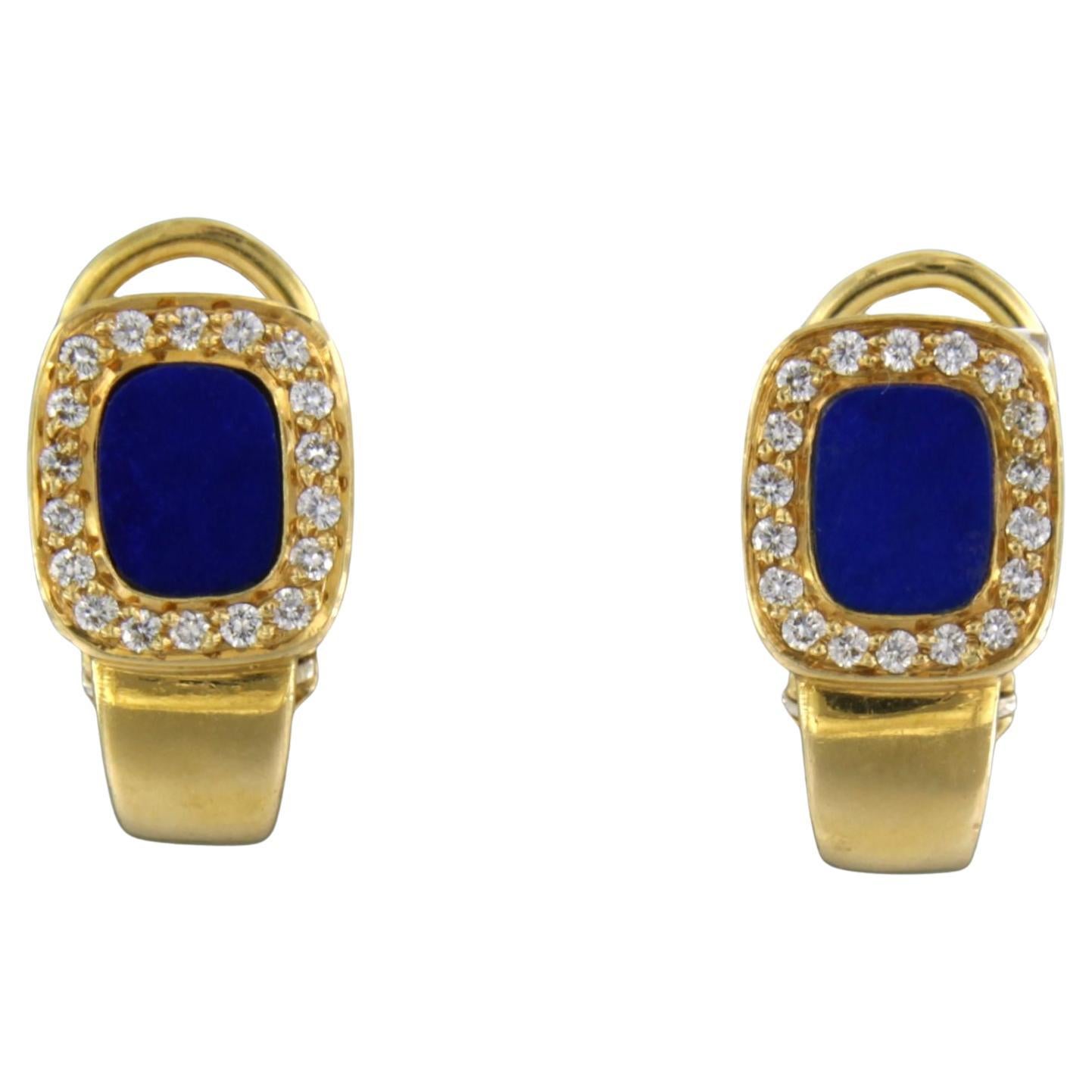 Earrings set with lapis lazuli and diamonds 18k yellow gold