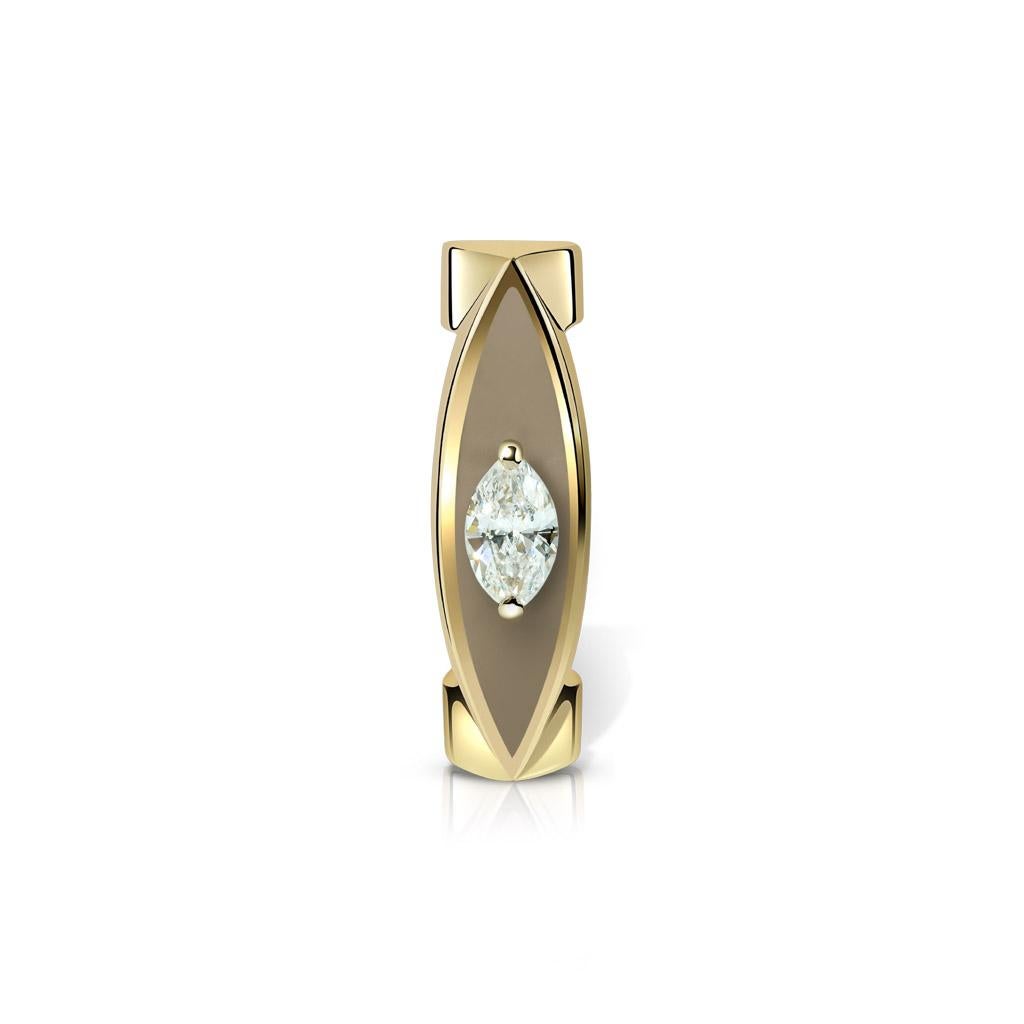 Women's or Men's Earrings Set with Marquise-Shaped Diamond in Hazel For Sale