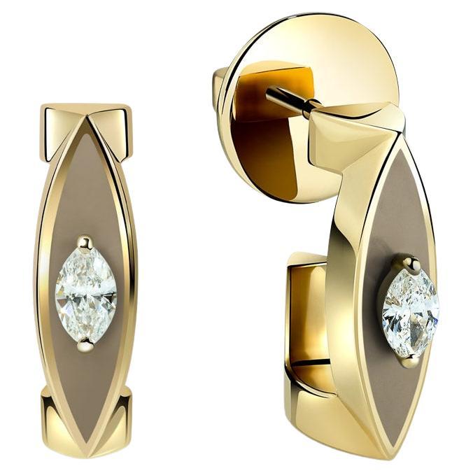 Earrings Set with Marquise-Shaped Diamond in Hazel For Sale