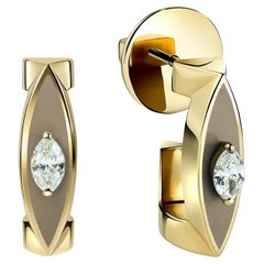 Earrings Set with Marquise-Shaped Diamond in Hazel