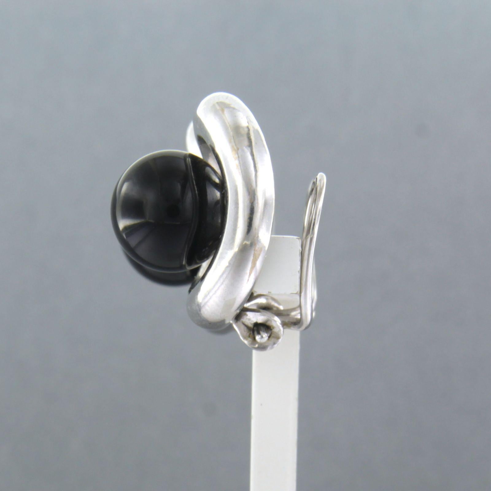 Earrings set with onyx 18k white gold In Good Condition For Sale In The Hague, ZH