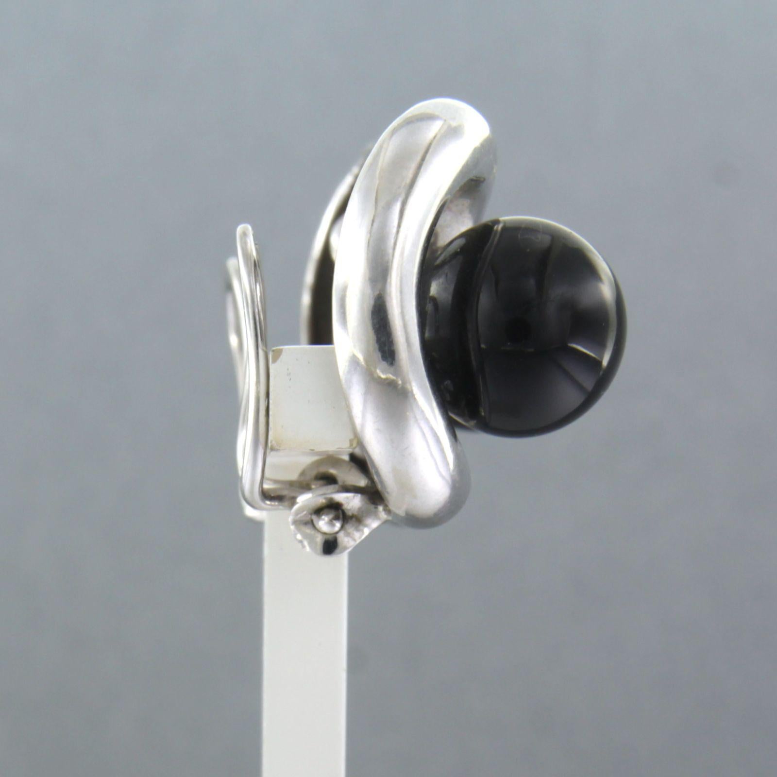 Earrings set with onyx 18k white gold For Sale 1
