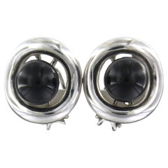 Earrings set with onyx 18k white gold