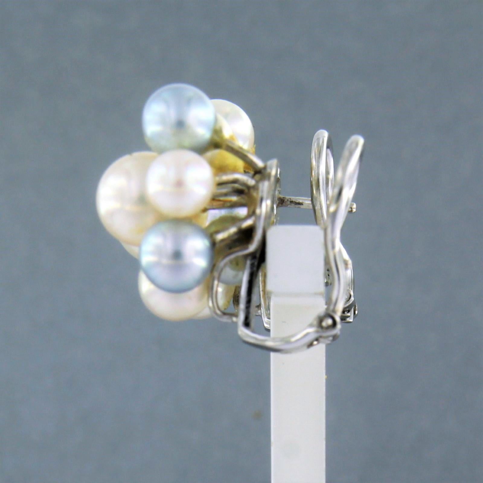 Women's Earrings set with pearls 18k white gold