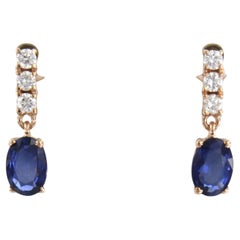 Earrings set with sapphire and brilliant cut diamonds up to 0.22ct 18k pink gold