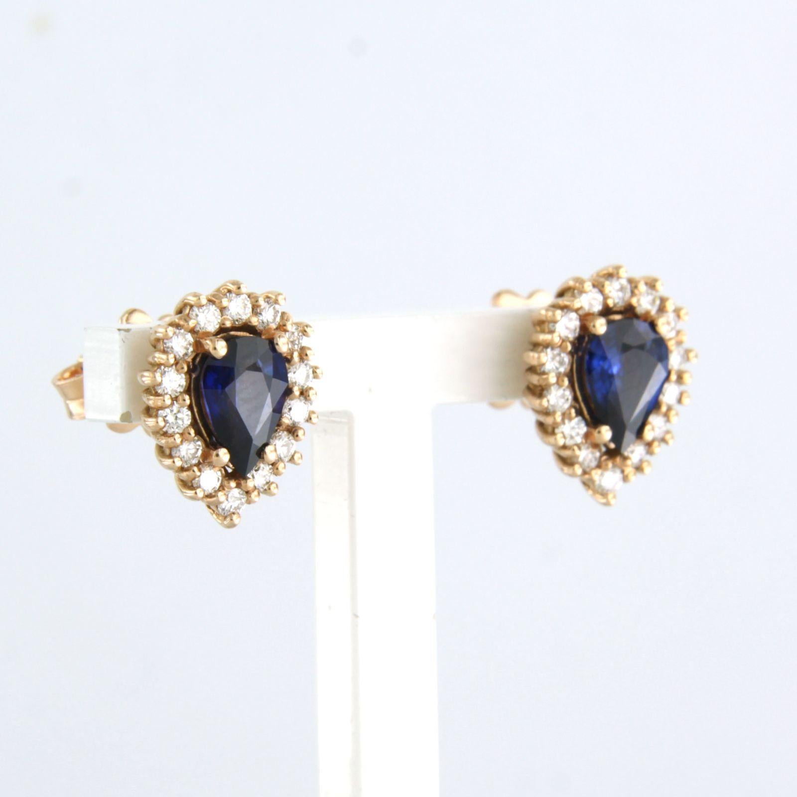 Modern Earrings set with Sapphire and diamond 18k pink gold