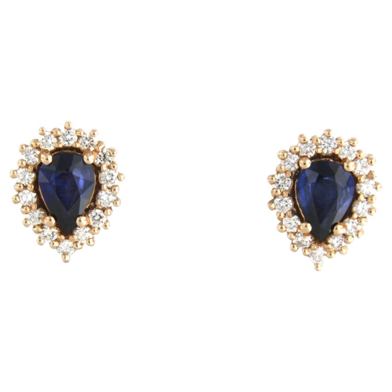 Earrings set with Sapphire and diamond 18k pink gold