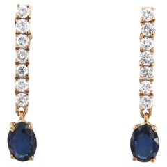 Earrings set with sapphire and diamonds 18k pink gold
