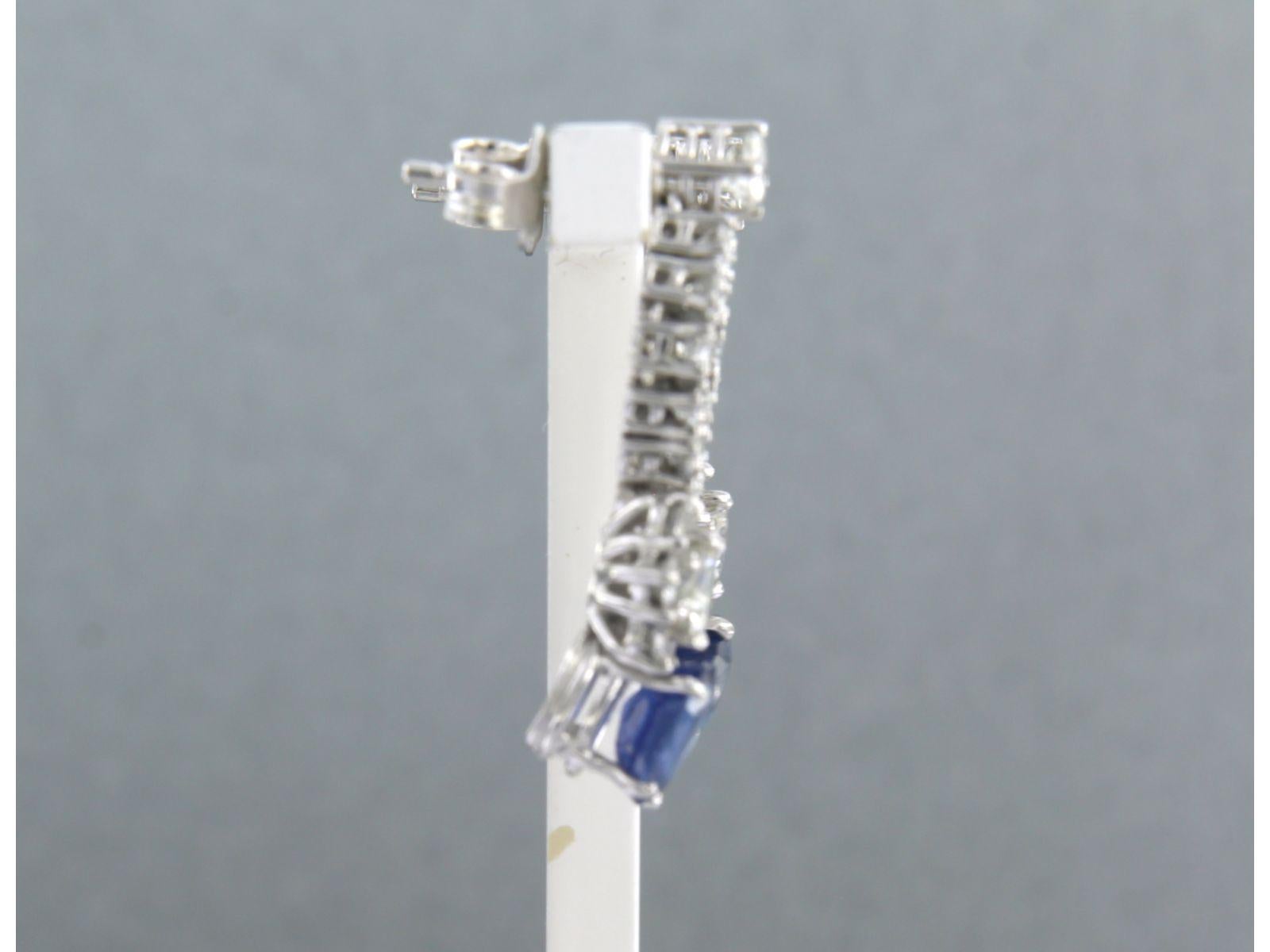 Earrings set with Sapphire and diamonds 18k white gold For Sale 1