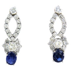 Earrings set with Sapphire and diamonds 18k white gold