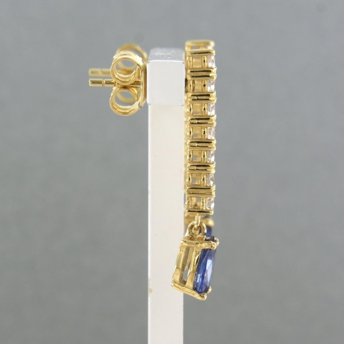 Earrings set with sapphire and diamonds 18k yellow gold In New Condition In The Hague, ZH