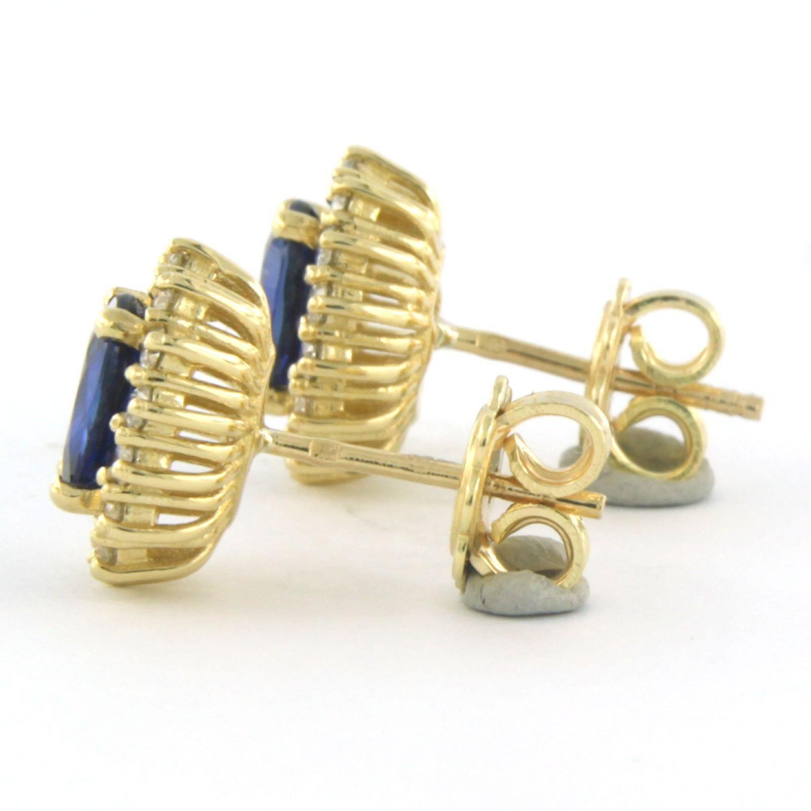Earrings set with sapphire and diamonds 18k yellow gold For Sale 1