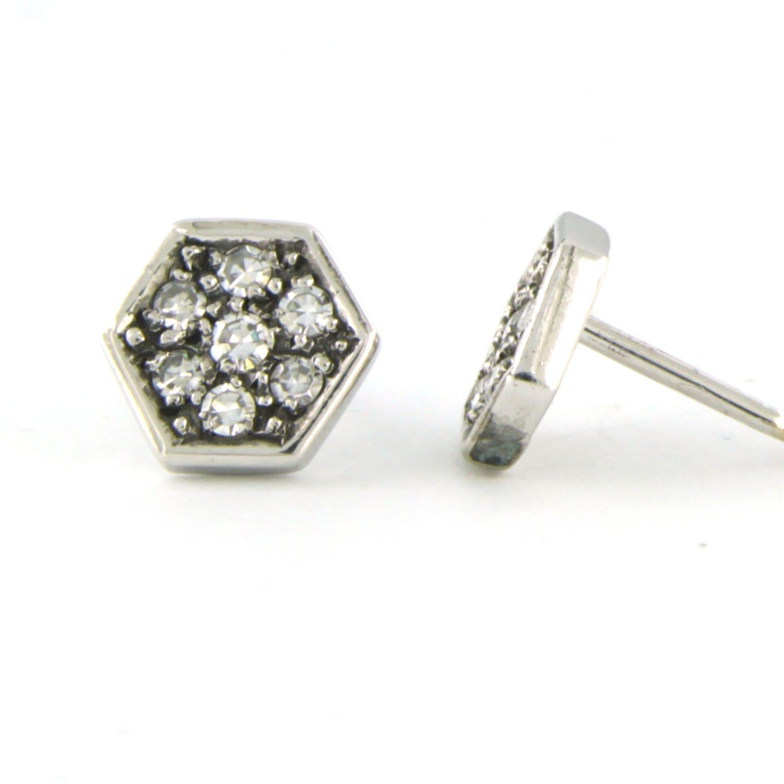 Modern Earrings set with single cut diamonds up to 0.44ct 18k white gold For Sale